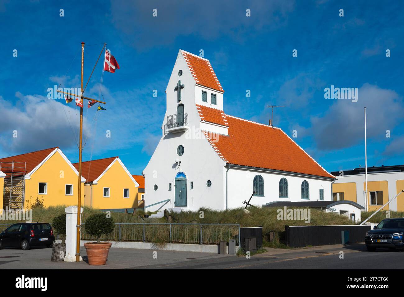 Chiesa svedese dei marinai, Svenska Sjoemanskyrkan, Chiesa luterana, Skagen, Jutland settentrionale, Jutland, Danimarca Foto Stock