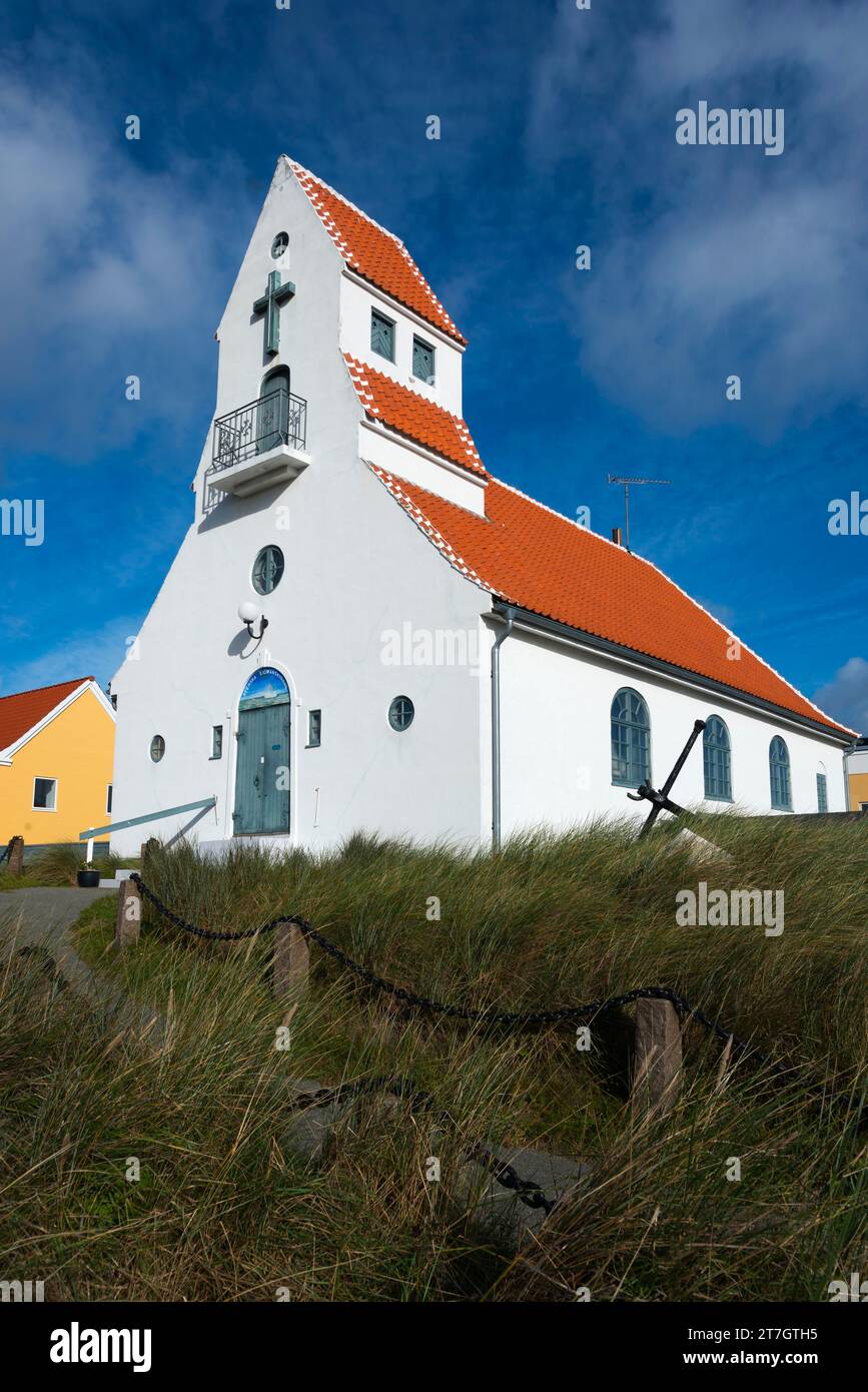 Chiesa svedese dei marinai, Svenska Sjoemanskyrkan, Chiesa luterana, Skagen, Jutland settentrionale, Jutland, Danimarca Foto Stock