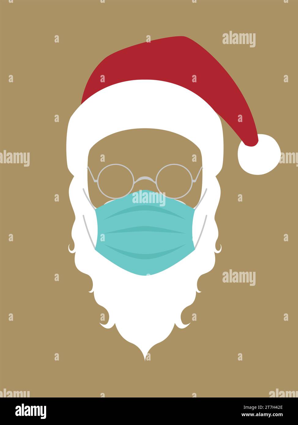 Semplice illustrazione vettoriale piatta di Babbo Natale che indossa una maschera medica Illustrazione Vettoriale