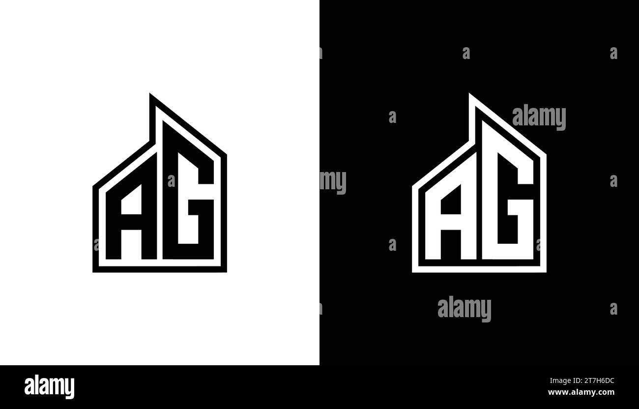 Letter AG Building Vector Logo Design Template. Logo Letter AG Real estate. Logo monogramma Letter AG. Illustrazione Vettoriale