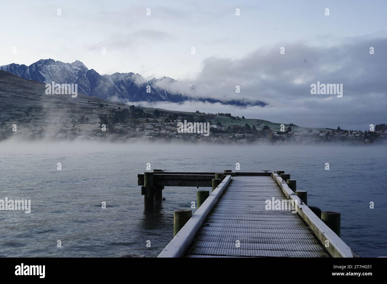 Tramonto sul lago Wakatipu a Queenstown, nuova Zelanda Foto Stock