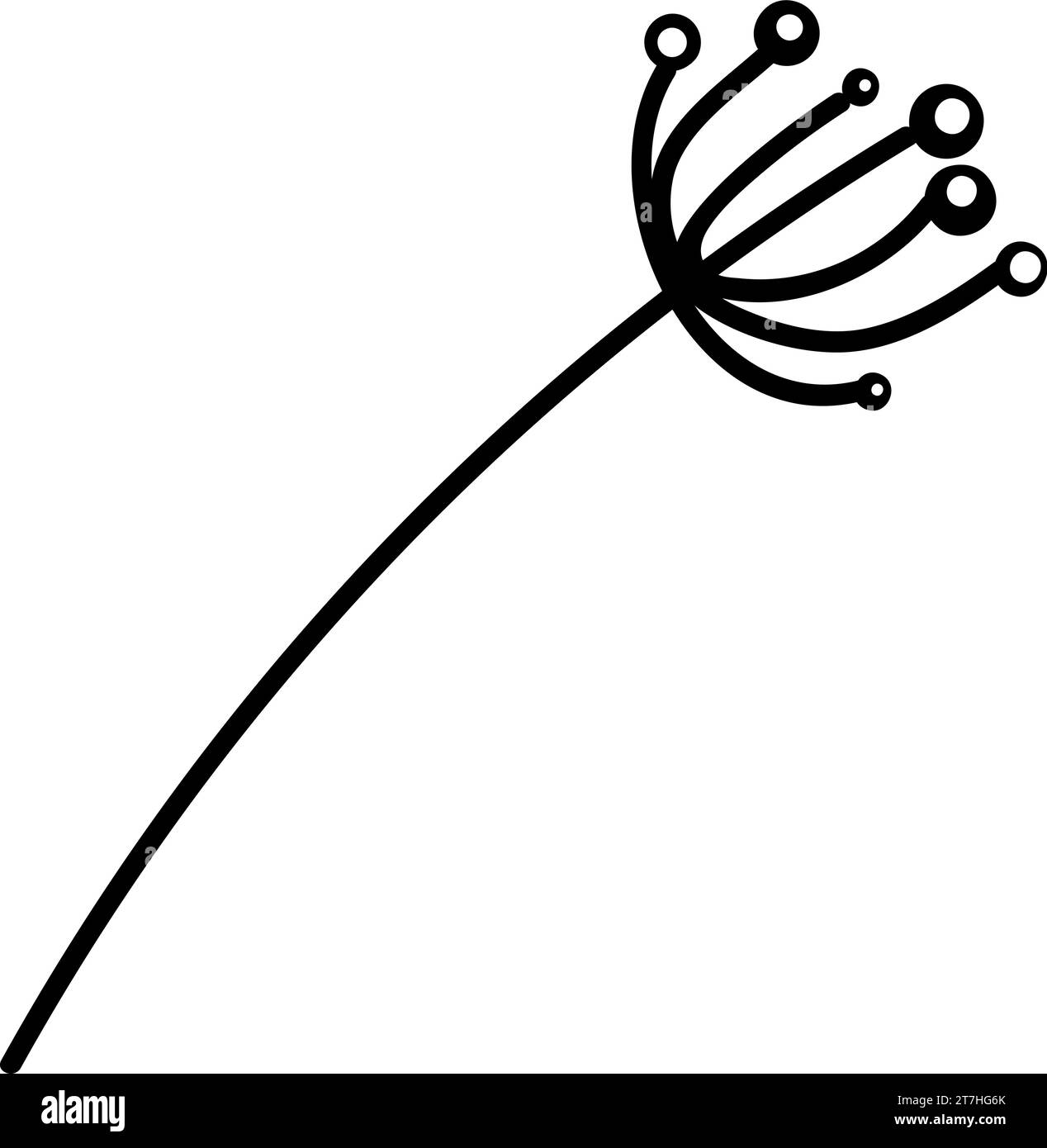 Silhouette Doodle di fragile stelo di tarassino secco, elemento decorativo del festival invernale. Erbario invernale di piante essiccate. Forma nera semplice Freeha Illustrazione Vettoriale