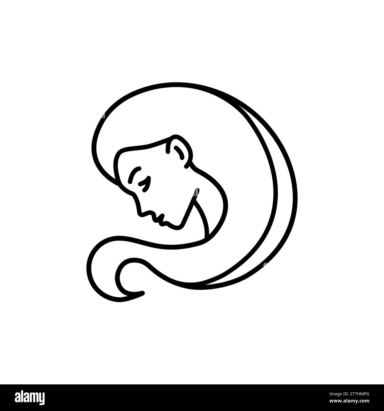 Simbolo zodiacale astrologico Virgo segno di una linea icona. Elegante emblema astrologico, contorno simbolo, contorno per logo mistico, stampa calendario in stile boho minimal. Illustrazione Vettoriale