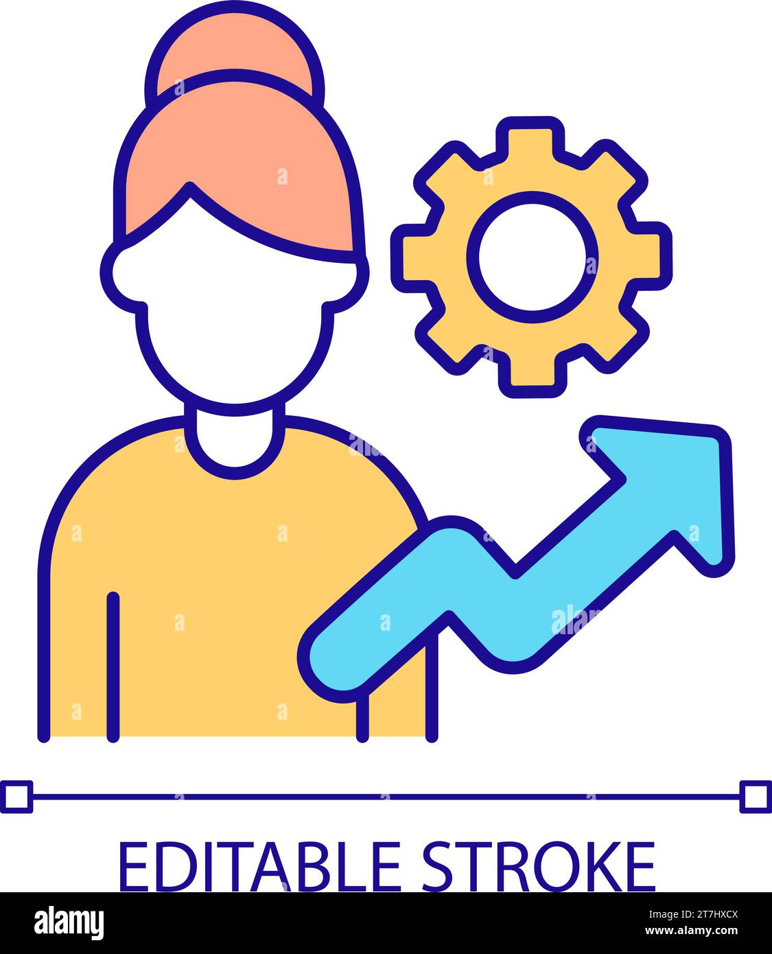 Semplice sviluppo in linea sottile 2D per insegnanti icona Illustrazione Vettoriale