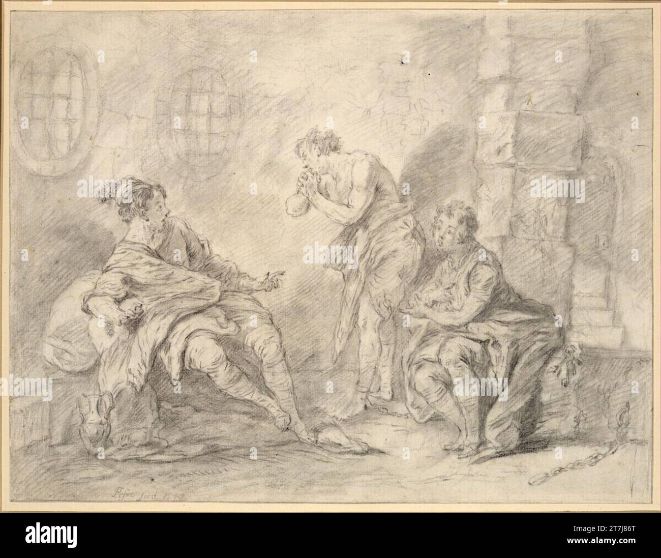 Antoine Pesne Josef in prigione. Gesso nero, pulito 1740 , 1740 Foto Stock