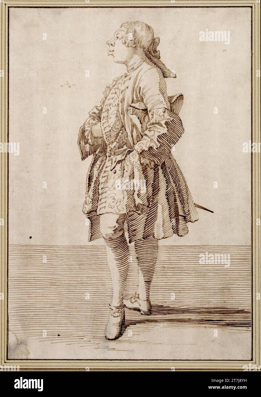 Pier Leone Ghezzi Un giovane cavaliere a sinistra. Gesso, piuma Foto Stock