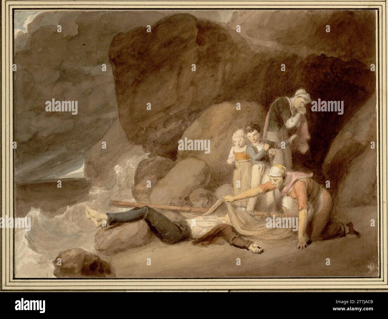 Richard Westall, il pescatore annegato. Matita, primavera, acquerello Foto Stock