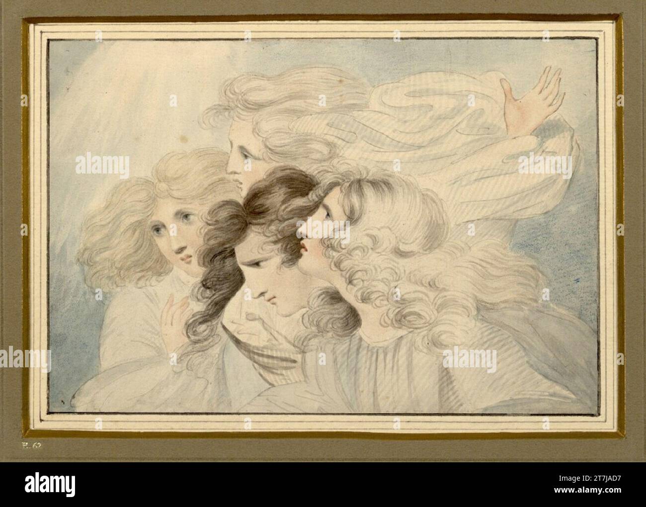 Richard Westall il tuo è il regno, la forza e la gloria. Gesso blu, acquerello Foto Stock