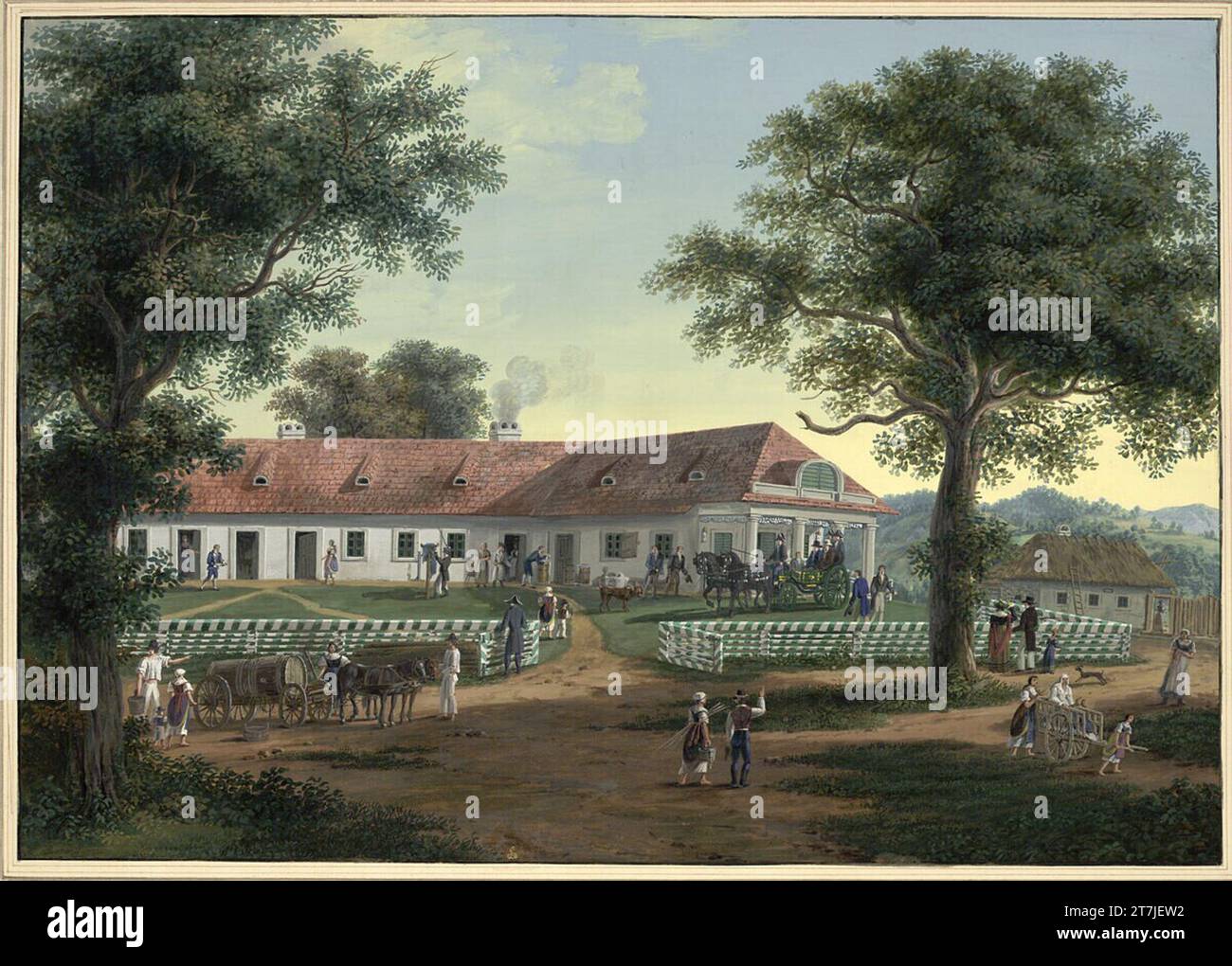L'edificio residenziale di Xavier Laurent Albrecht dalla Sassonia-Teschen. Vernice guache 1821 , 1821 Foto Stock