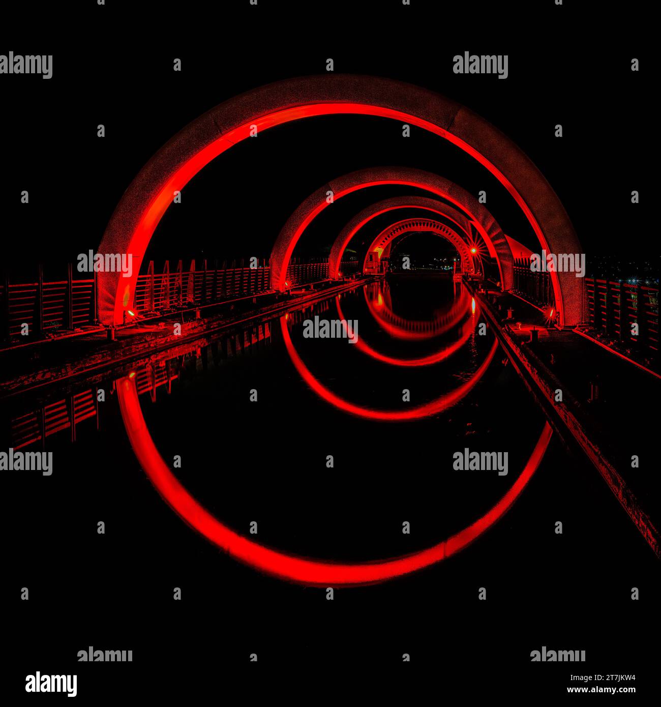 Falkirk Wheel di notte, Falkirk, Scozia Foto Stock