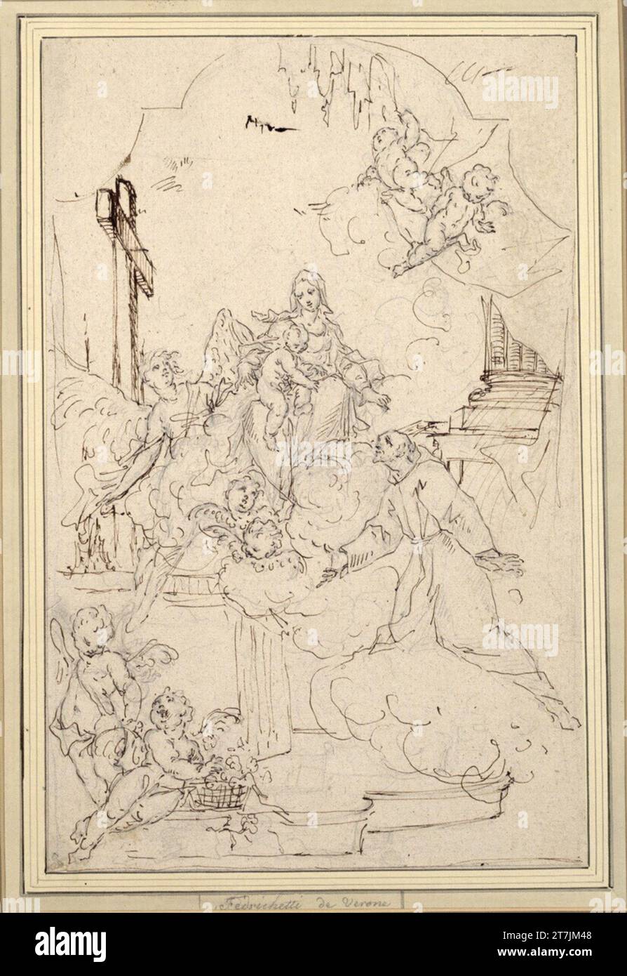 Anonimo la Madonna appare a San Francesco d'Assisi. Gesso; piuma Foto Stock