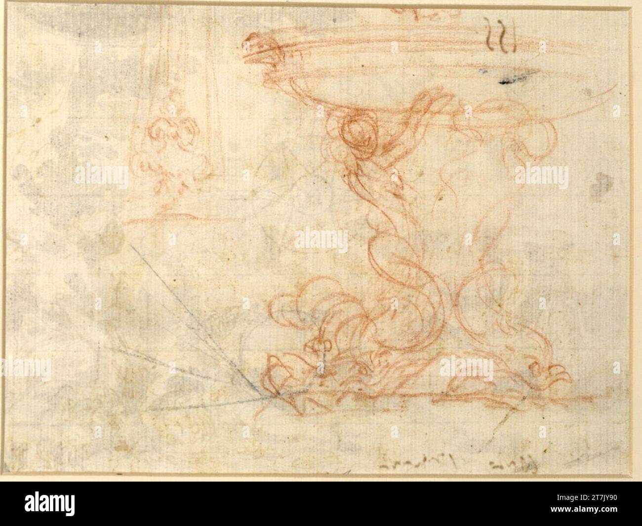 Giovanni Battista Gaulli gen. Design della fontana Bacciccio con ciotola piatta. Gesso rosso 1680/1685 , 1680/1685 Foto Stock