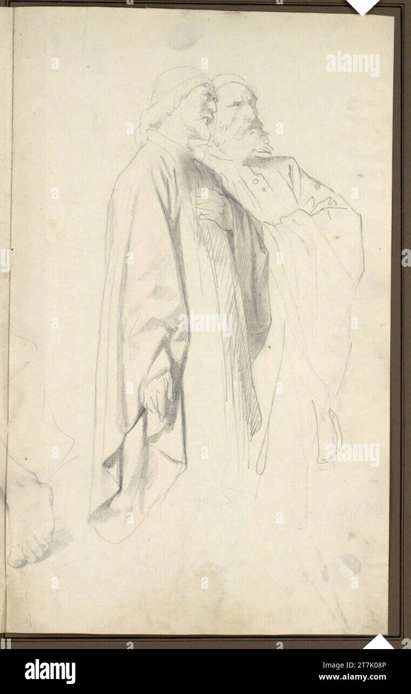 Johann Till due uomini. Matita 1850-1890 , 1850/1890 Foto Stock