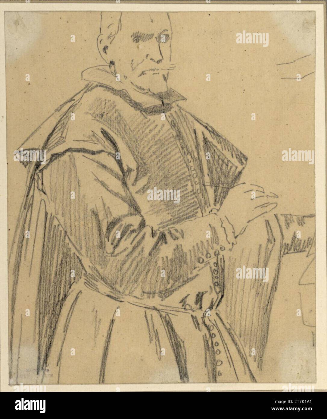 August Xaver Karl von Pettenkofen Copia dopo un vecchio maestro. Matita Foto Stock