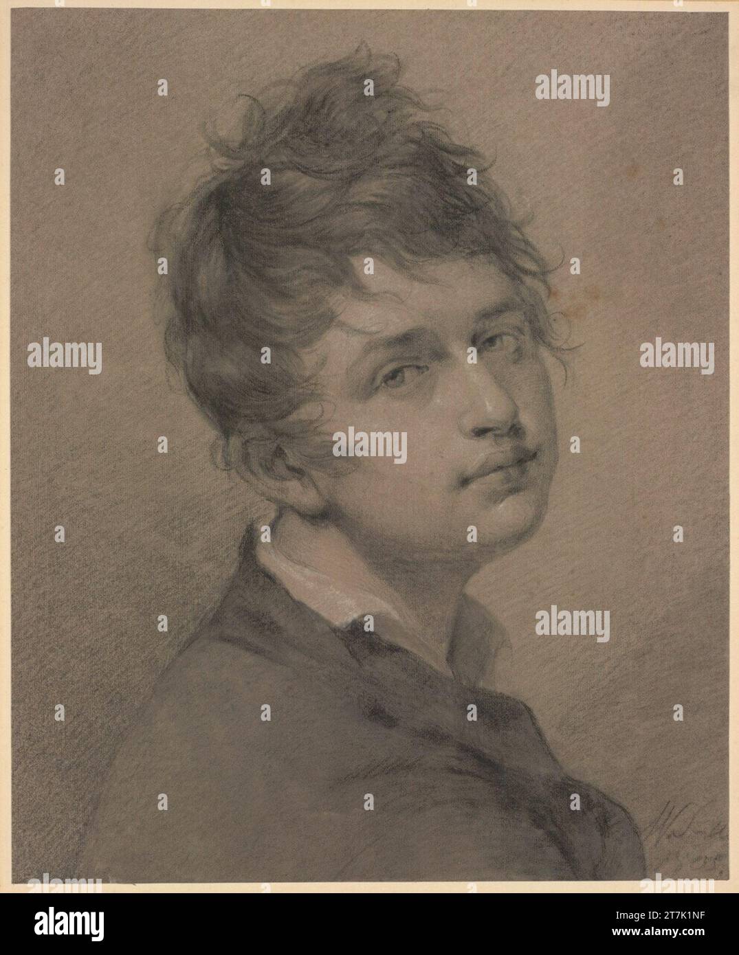 Friedrich Wilhelm Schadow autoritratto. Carbone, pulito, ricoperto di gesso bianco, su carta marrone 1805 , 1805 Foto Stock