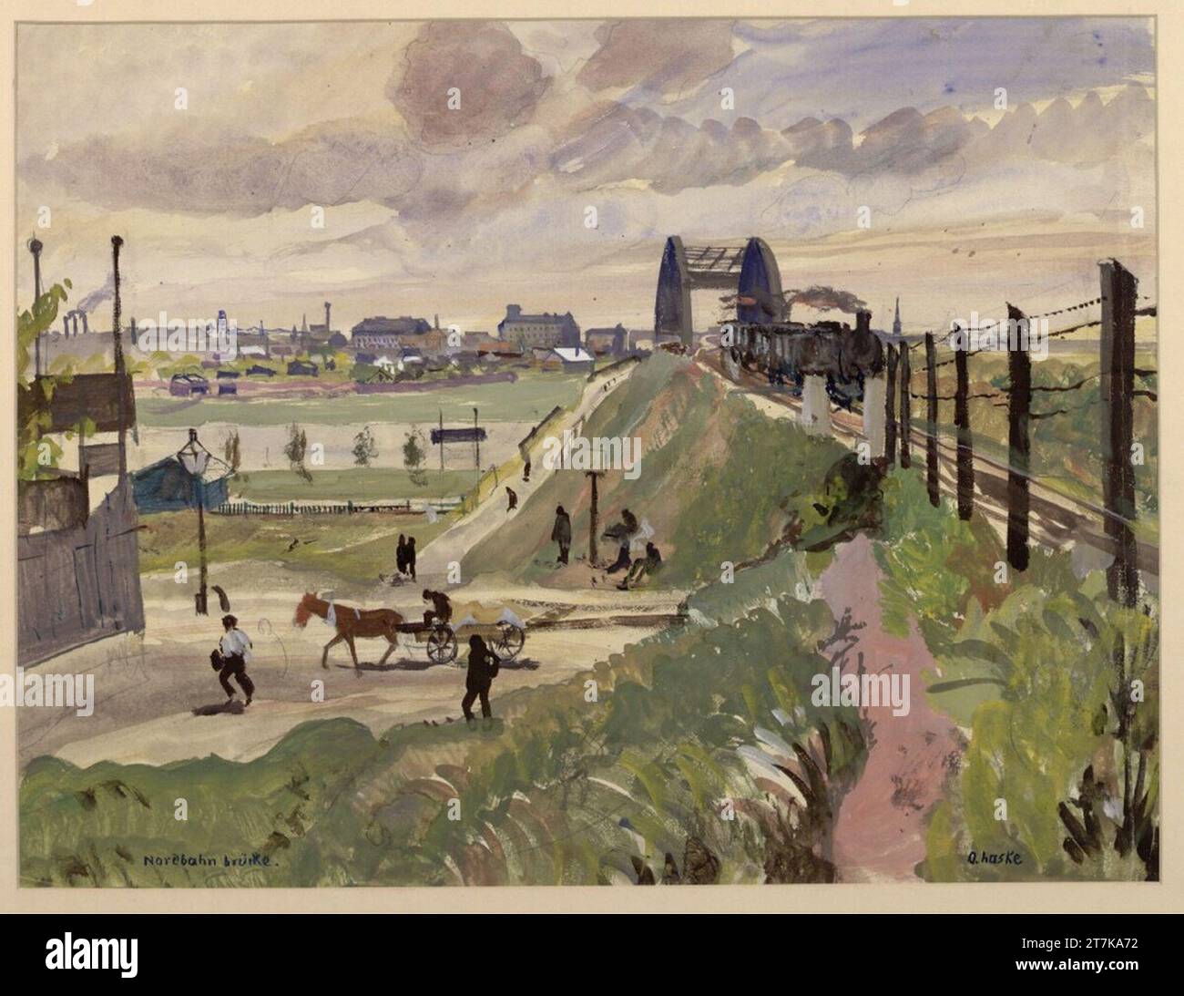 Oskar Laske Nordbahnbrücke. Matita, acquerello, colori copertina 1918-1930 , 1918/1930 Foto Stock