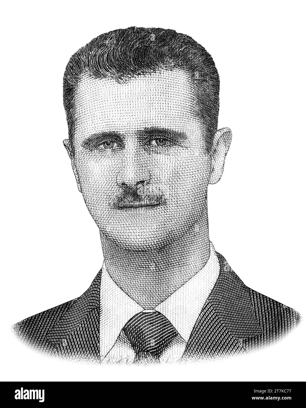 Bashar al-Assad, Ritratto dalla Siria primo piano delle banconote da 2000 libbre Foto Stock