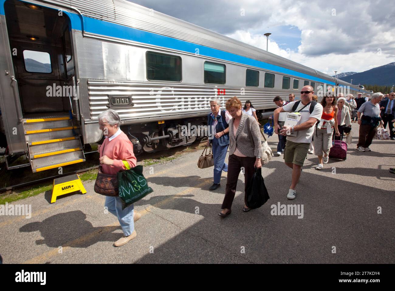 IL TRENO PASSEGGERI TRANSCONTINENTALE CANADESE TORONTO VANCOUVER Foto Stock