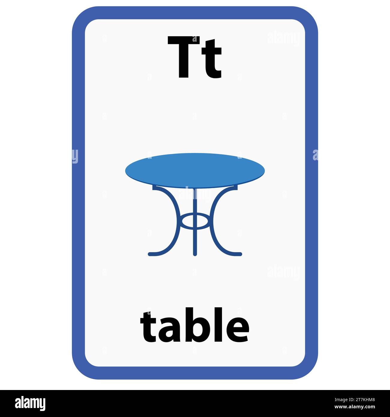 Flashcard alfabetica per bambini con la lettera t dal tavolo Illustrazione Vettoriale