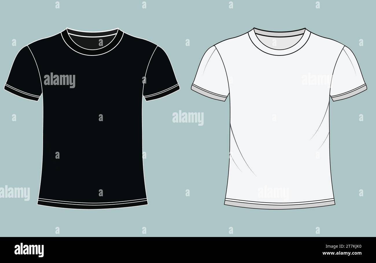 Modello di t-shirt bianco vettoriale e design mock-up di t-shirt Illustrazione Vettoriale