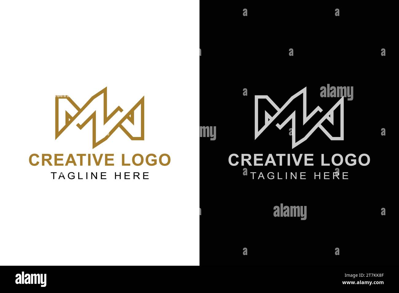 Lettera MW, logo WM. Semplice progettazione vettoriale modificabile Illustrazione Vettoriale