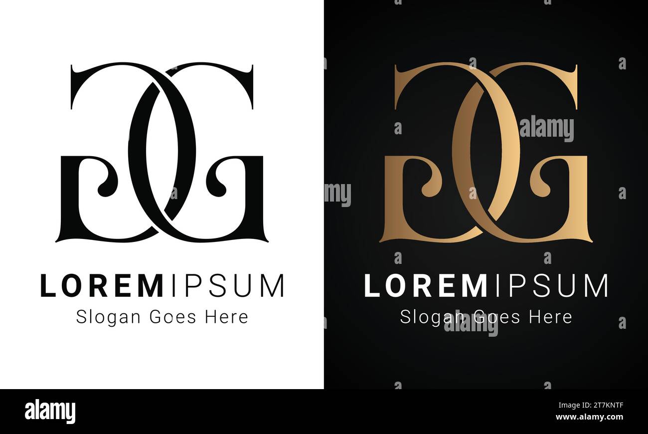 Design con logo monogramma GG iniziale Luxury Text Letter Illustrazione Vettoriale