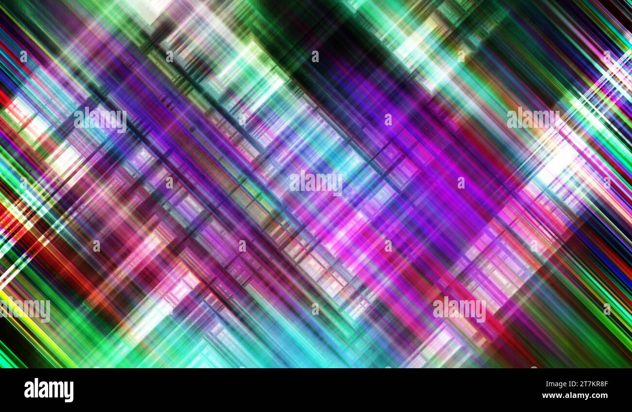 linee diagonali multicolore che si intersecano ad angolo retto. Foto Stock