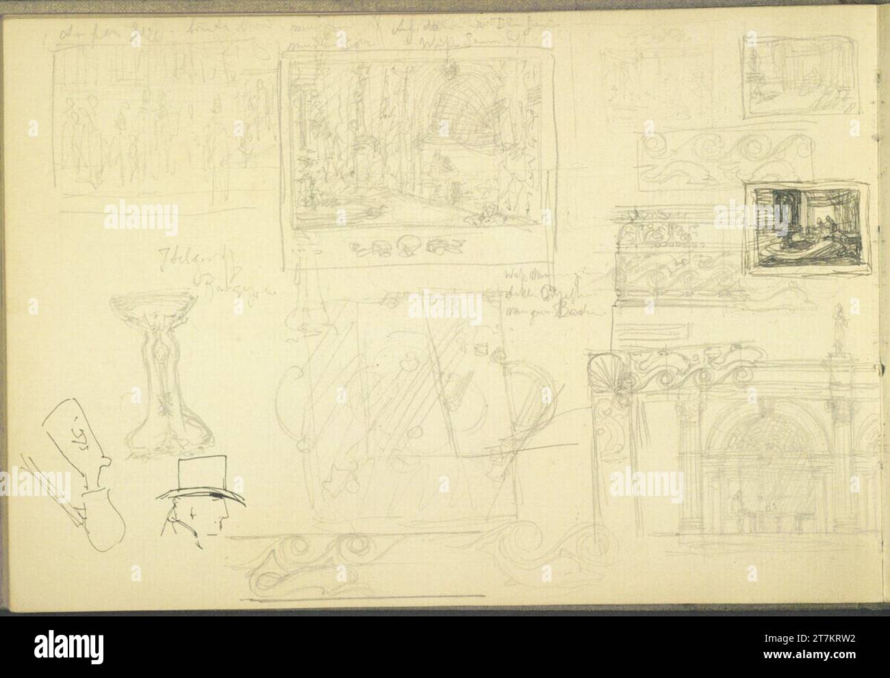 Alexander Rothaug studi di architettura, interni e ornamentali. Matita; inchiostro primavera intorno al 1901 Foto Stock