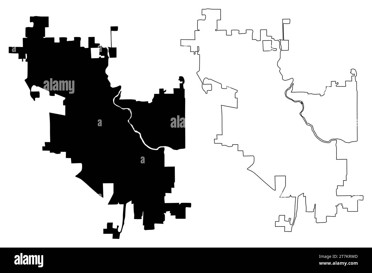South Bend City, Indiana (città degli Stati Uniti, Stati Uniti d'America, Stati uniti, città degli stati uniti) illustrazione vettoriale della mappa, schizzo di scribble città di South Bend ma Illustrazione Vettoriale