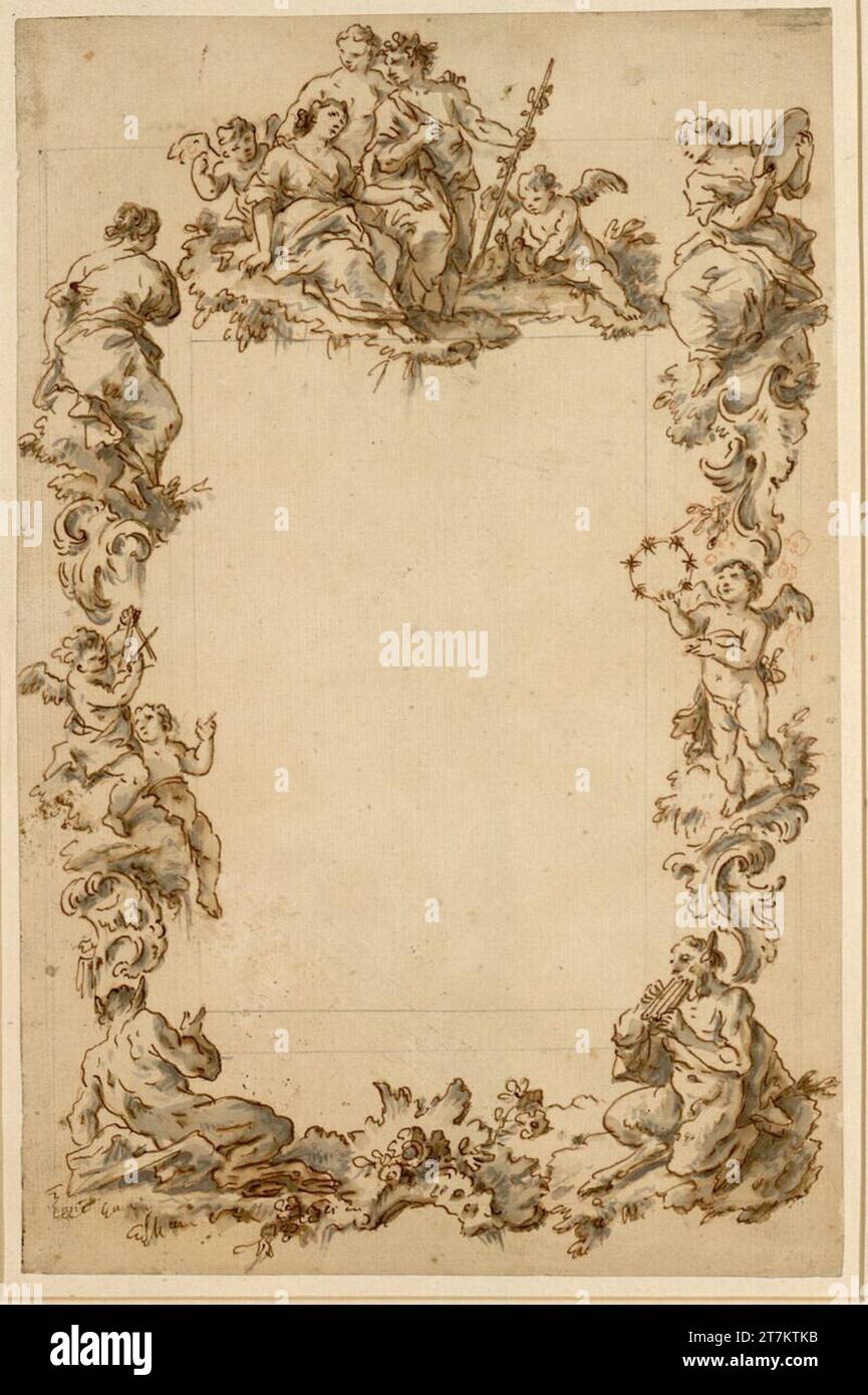 Giuseppe Zais Bacco e Arianna (frontespizio). Piuma; gesso rosso ; grigio -lavato intorno al 1775 Foto Stock