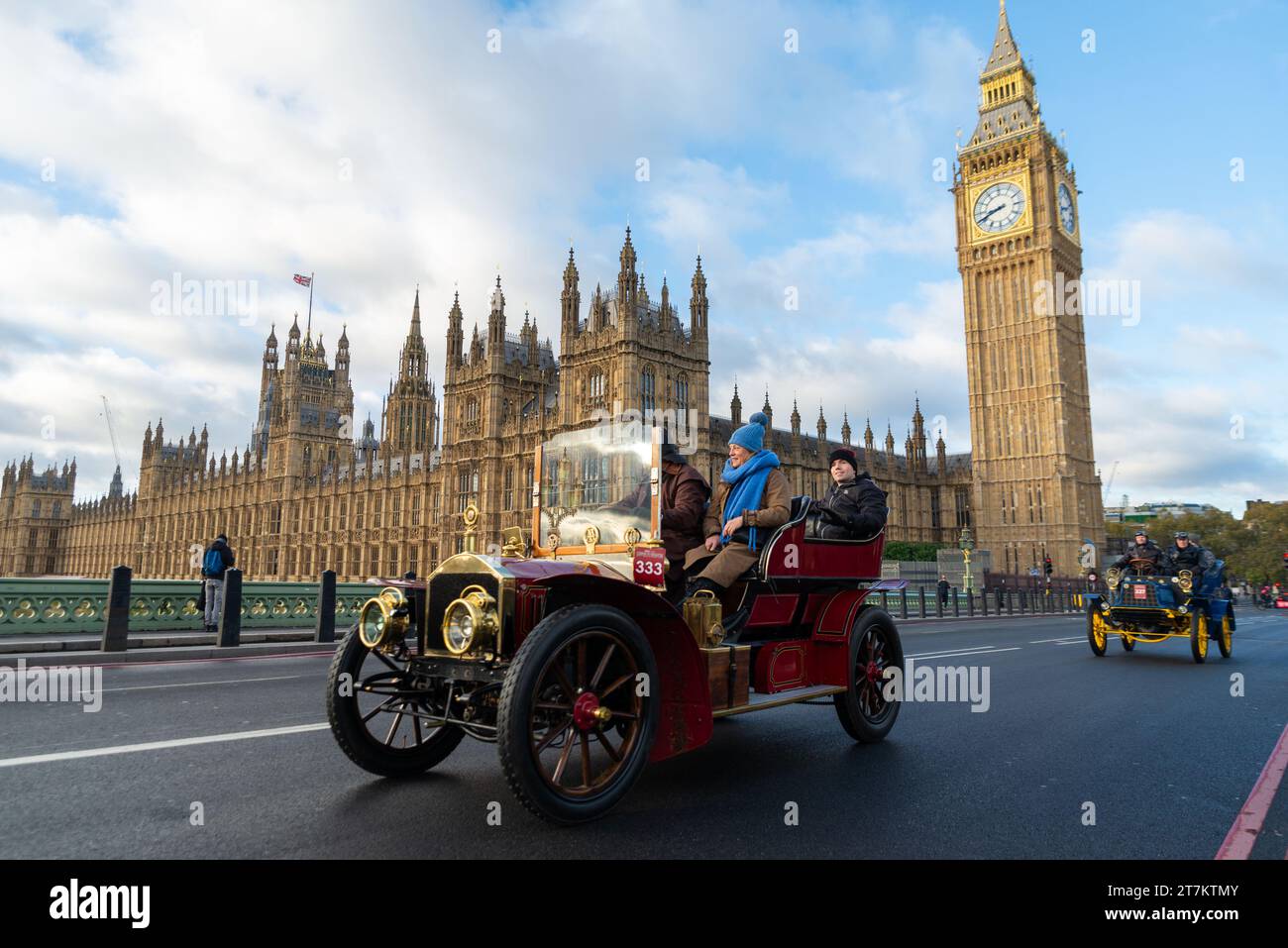 1904 Napier auto d'epoca che partecipa alla corsa di auto d'epoca da Londra a Brighton, evento di auto d'epoca che attraversa Westminster, Londra, Regno Unito Foto Stock
