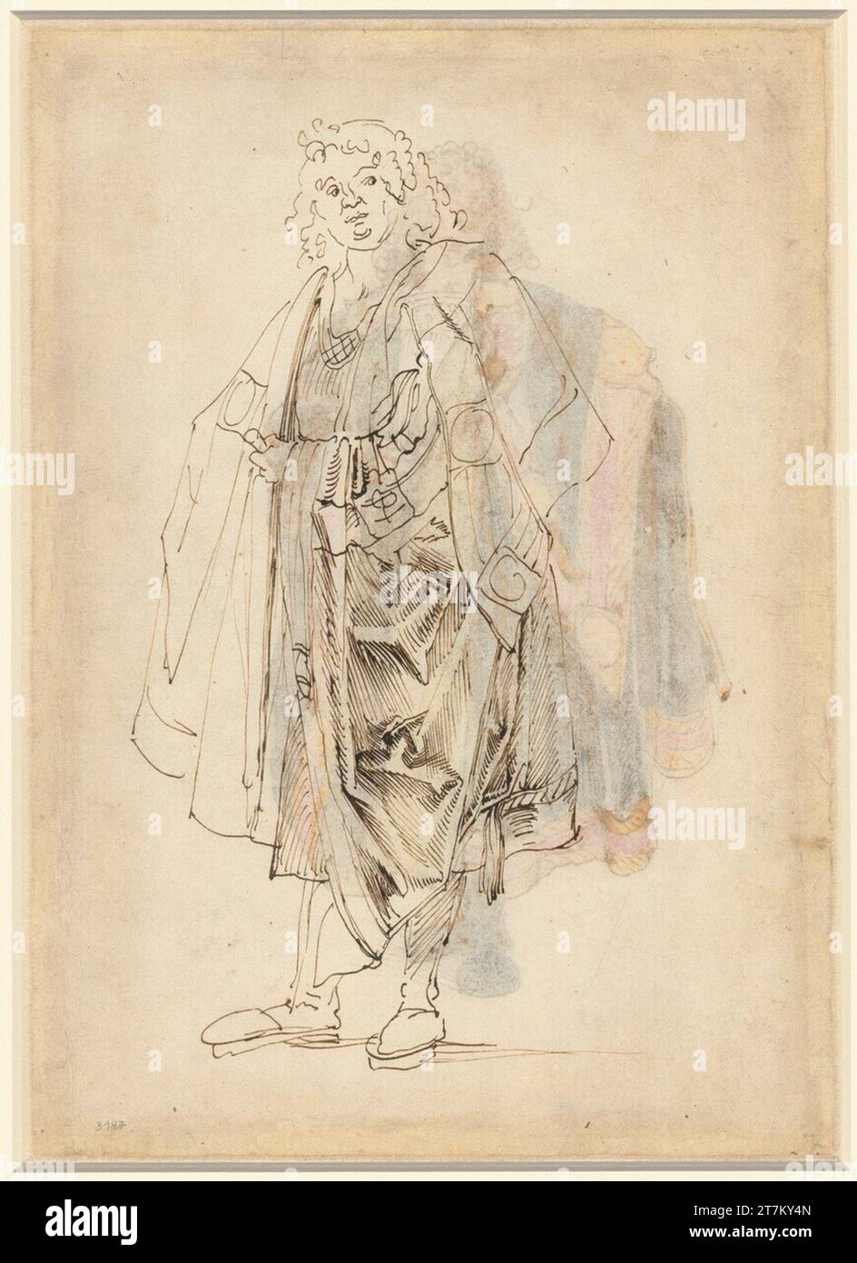 Albrecht Dürer progetto per un costume da corte. Feder in marrone 1515-1517 , 1515/1517 Foto Stock