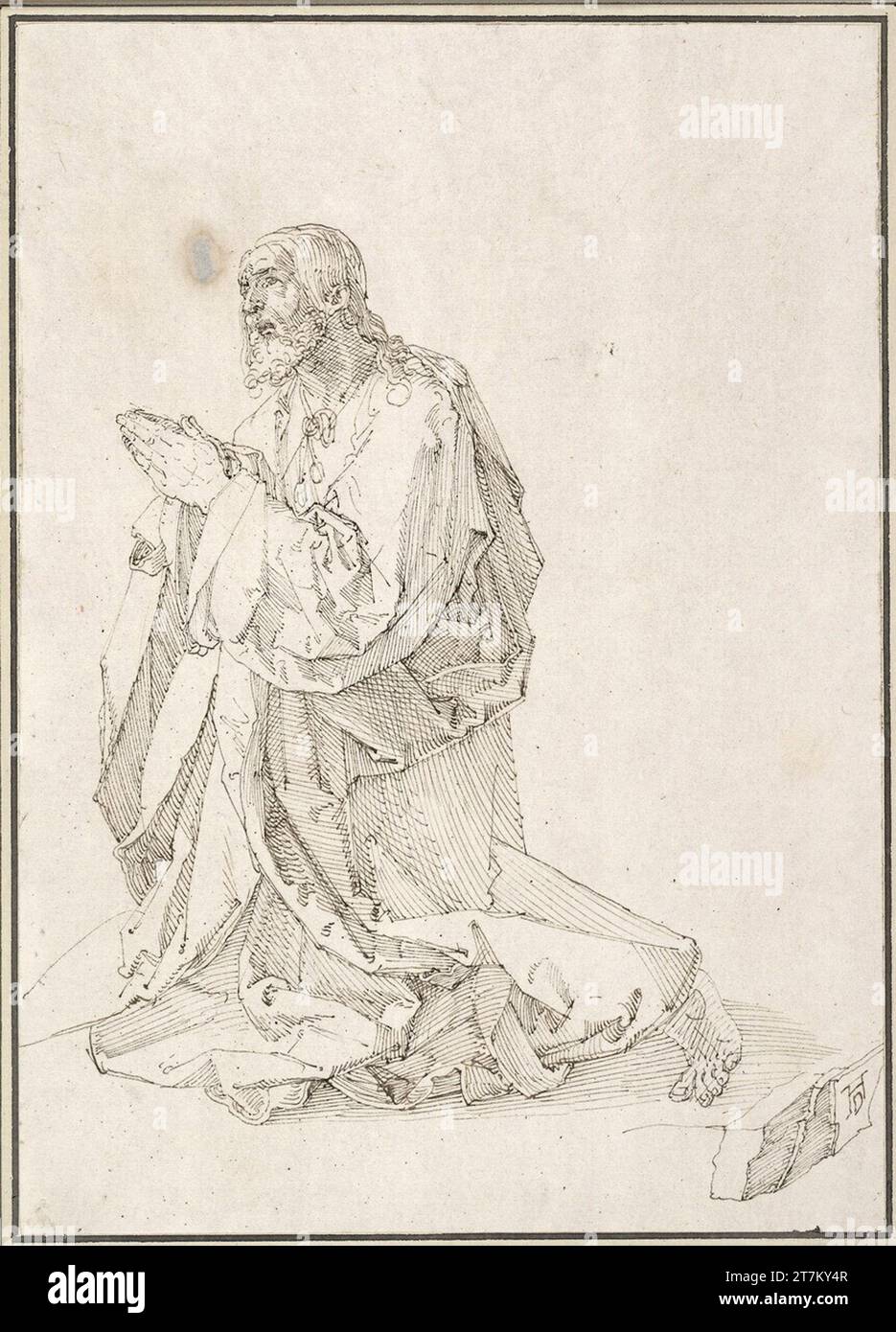 Albrecht Dürer pregare Cristo. Feder in marrone; fori Nadell a sinistra 1515 , 1515 Foto Stock