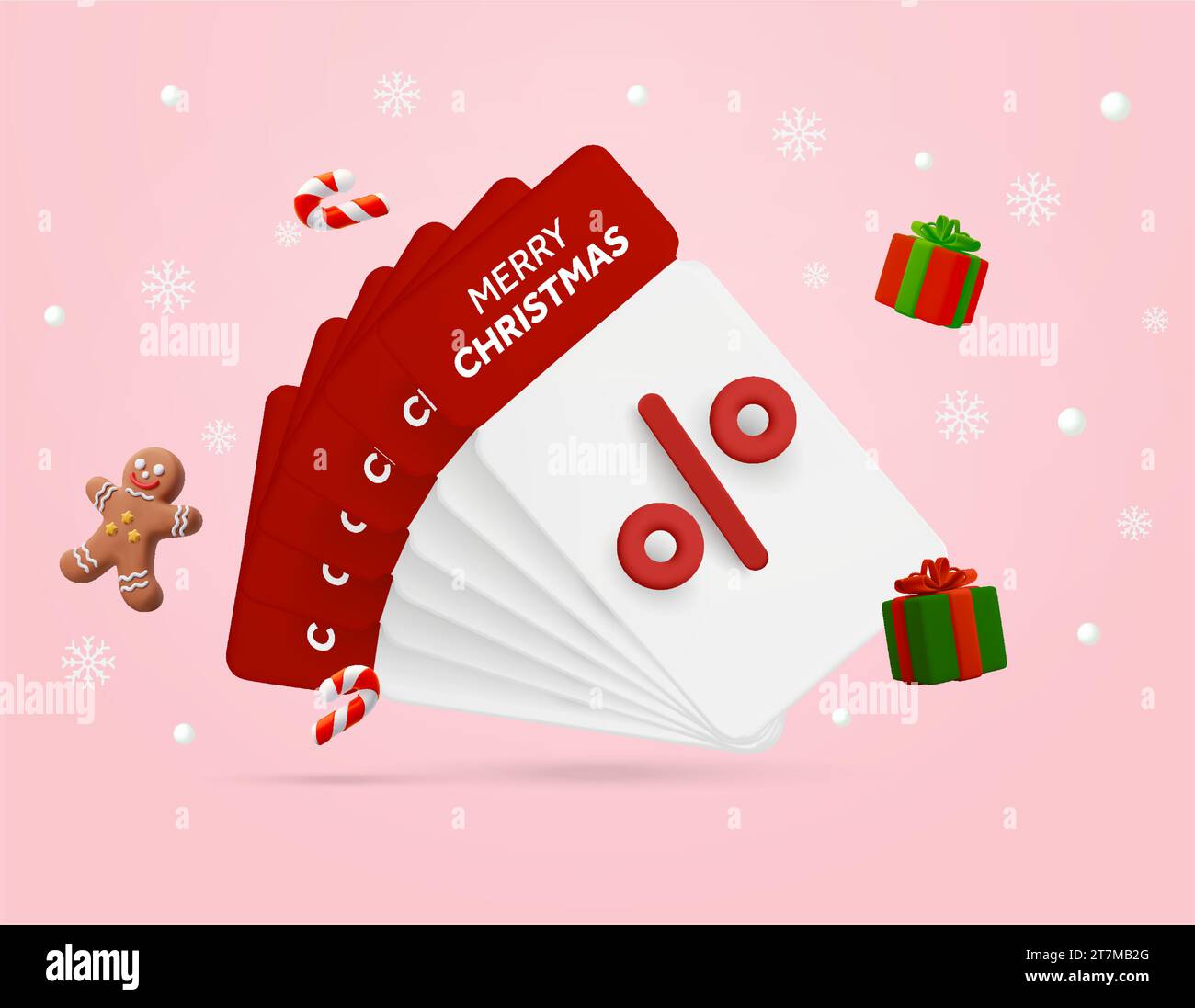 Set 3D di buoni regalo o buoni regalo di Natale, per le vendite natalizie e gli sconti per l'evento promozionale. icona del coupon con rendering 3d in stile minimale e natalizio, isolata sullo sfondo. Illustrazione vettoriale. Illustrazione vettoriale Illustrazione Vettoriale