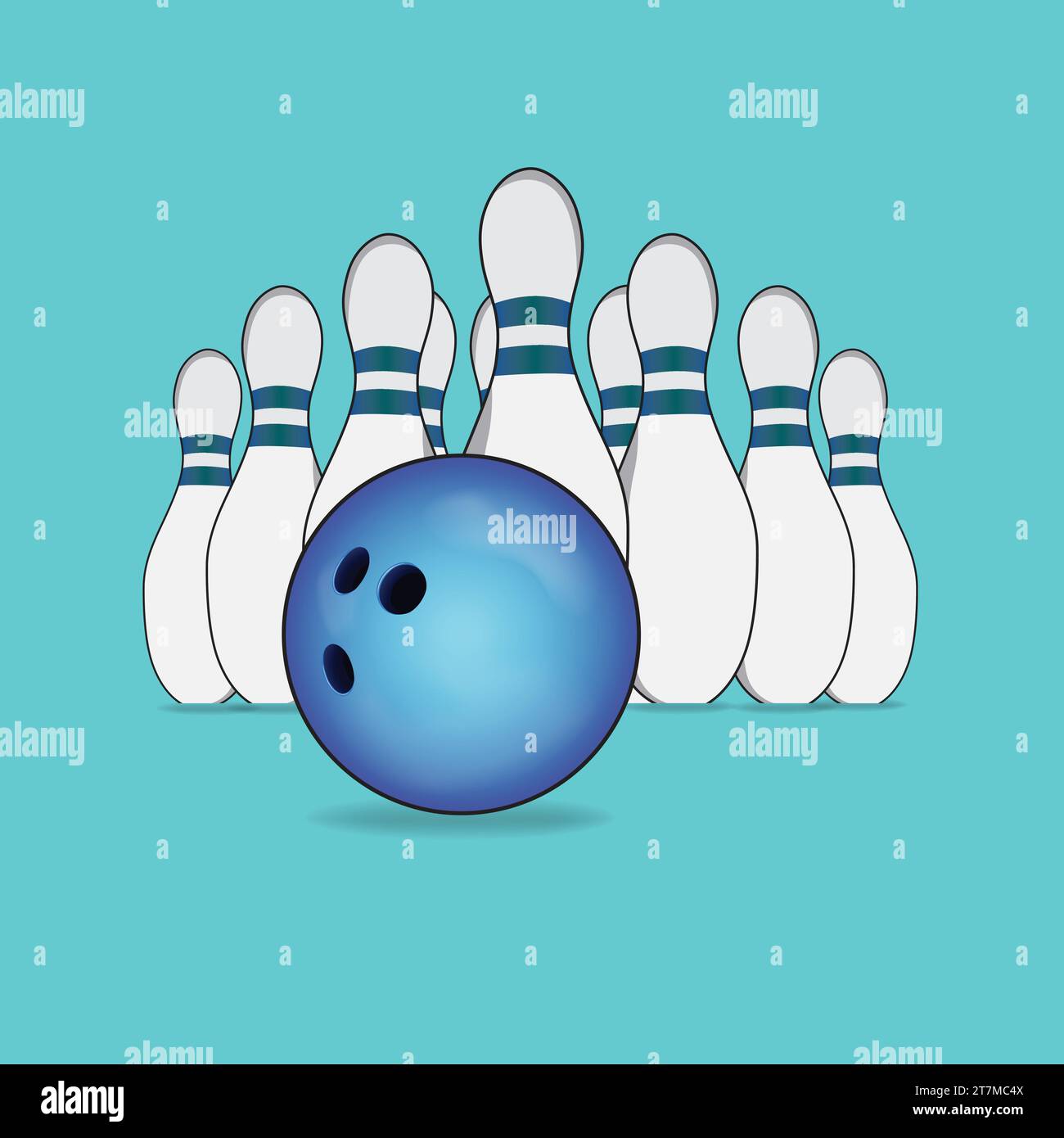 set vettoriale per bowling con palla Illustrazione Vettoriale