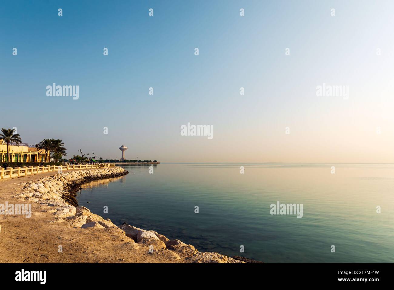 Splendida vista mattutina in al khobar Corniche-Arabia Saudita. Se siete alla ricerca di un luogo rilassante dove godersi la natura e l'aria fresca al Khobar, Foto Stock