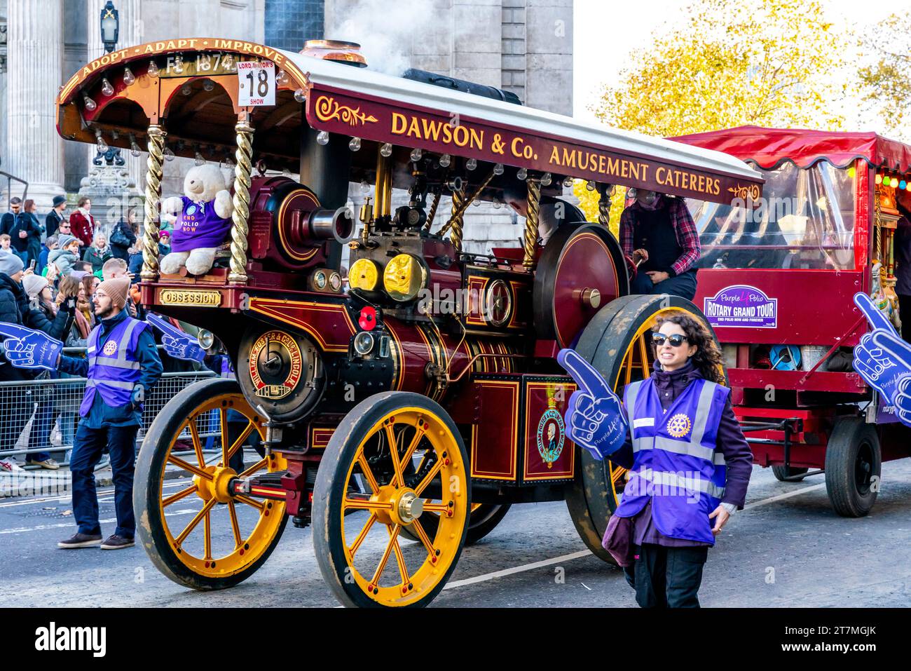 Un motore a vapore tradizionale al Lord Mayor's Show, Londra, Regno Unito Foto Stock