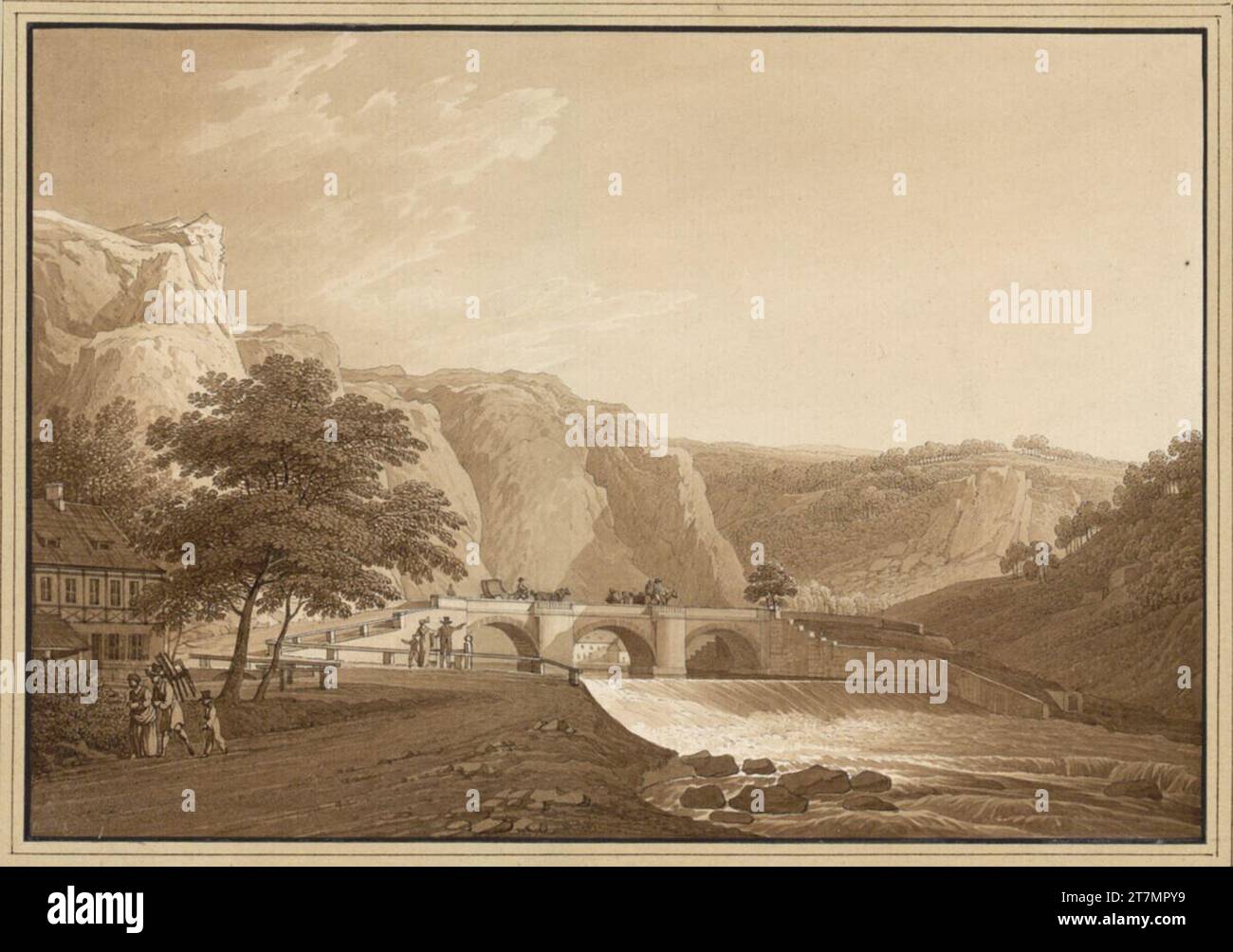 Christian Gottlob Hammer la ragione del Plauen. Penna e pennelli in marrone, su tracce di matite; bordo nero linea 1807 , 1807 Foto Stock