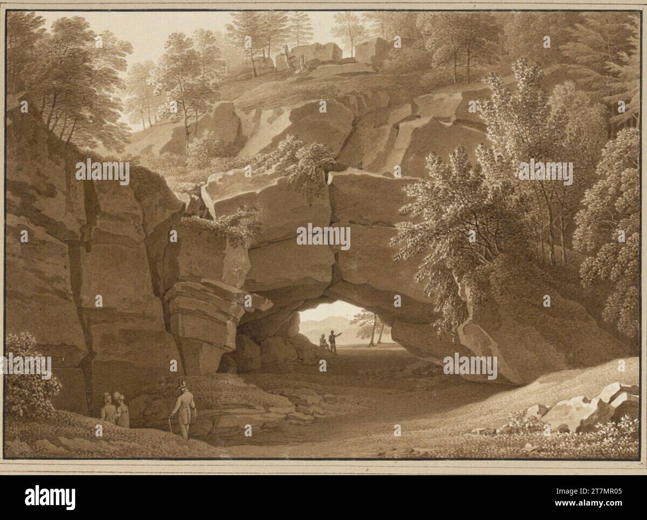 Christian Gottlob Hammer il "mughetto" nella Svizzera sassone. Pennello marrone, lavato, su tracce a matita; bordo nero linea 1815 , 1815 Foto Stock