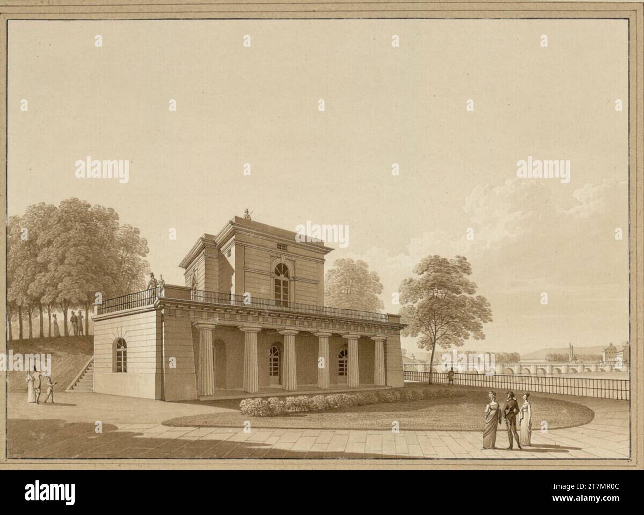 Christian Gottlob Hammer il nuovo Belvedere sulla terrazza Brühl di Dresda. Penna e pennelli in marrone, lavati, su tracce di matite; bordo nero linea 1815 , 1815 Foto Stock