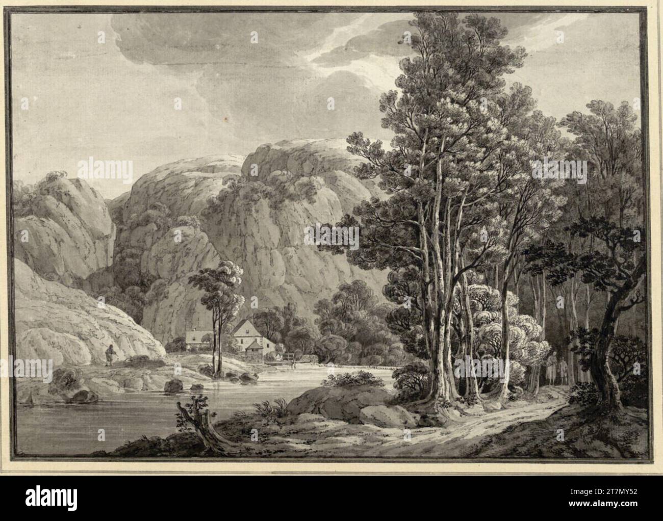 Johann Heinrich Troll il martello di rame per la ragione di Plauen. Feder nero, pennello nero e grigio, lavato; bordo nero 1781 , 1781 Foto Stock