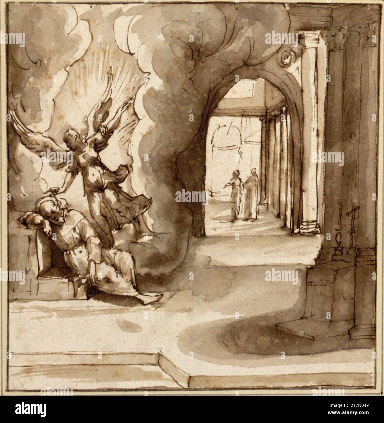 Domenico Cresti gen. Passignano un angelo appare a San Francesco. Feder, inchiostro, lavato Foto Stock