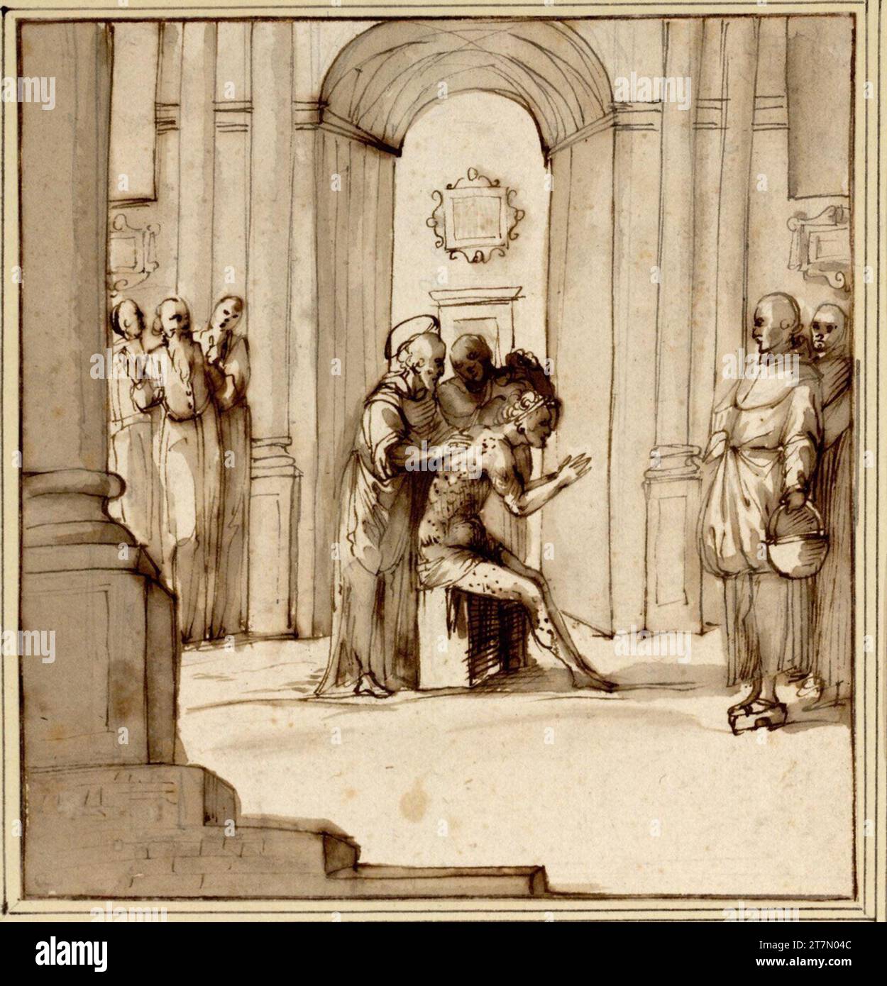 Domenico Cresti gen. Passignano San Francesco guarisce un lebbroso. Feder, inchiostro, lavato Foto Stock