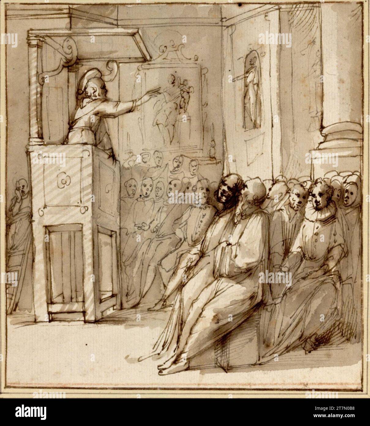Domenico Cresti gen. Passignano sermone di San Francesco. Feder, inchiostro, lavato Foto Stock