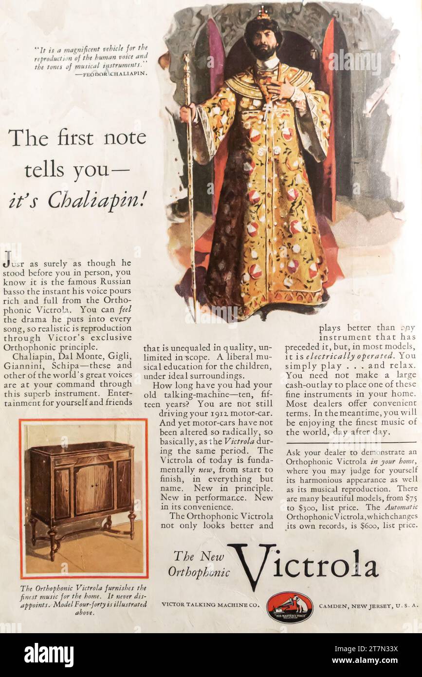 1927 Victrola ortofonica ad Foto Stock