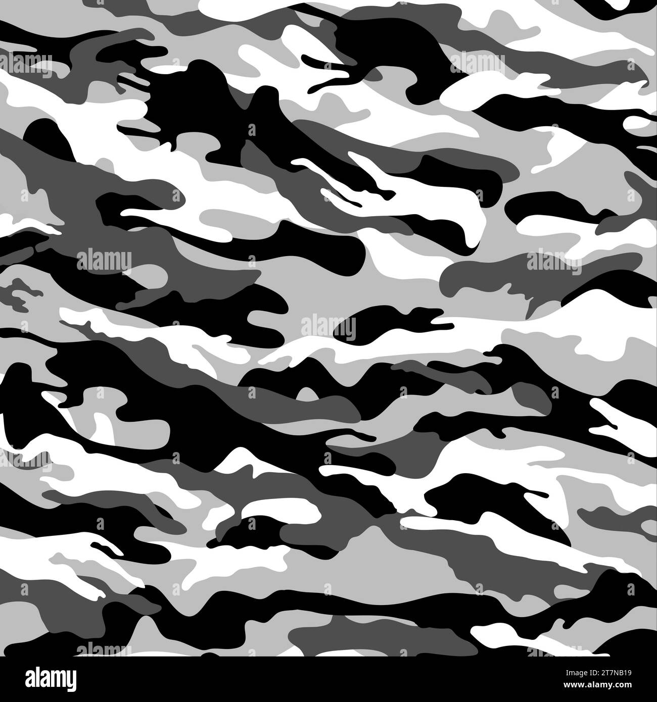 Motivo mimetico senza cuciture. Motivo militare senza cuciture in bianco e nero, carta da parati camouflage con uno stile digitale. Foto Stock