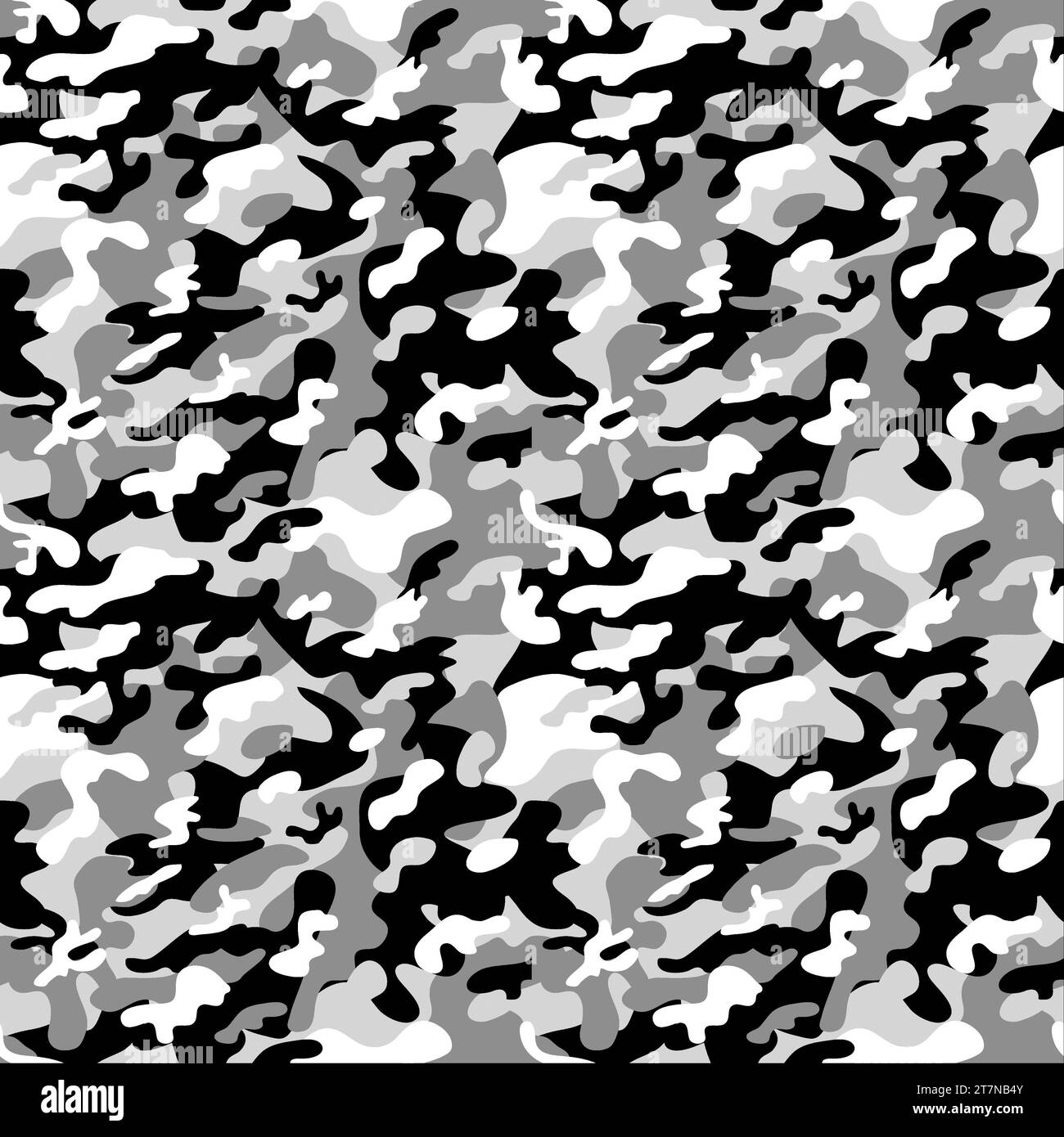 Motivo mimetico senza cuciture. Motivo militare senza cuciture in bianco e nero, carta da parati camouflage con uno stile digitale. Foto Stock