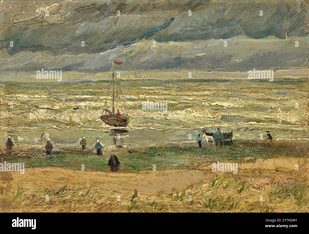 Beach at Scheveningen in Stormy Weather (1882) The Starry Night, giugno 1889 (olio su tela) dell'artista Gogh, Vincent van (1853-90) / Dutch Illustrazione Vettoriale
