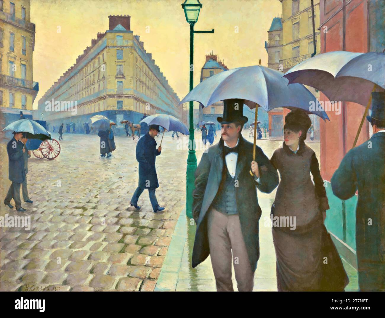 Parigi, un giorno di pioggia, 1877 - Gustave Caillebotte Illustrazione Vettoriale