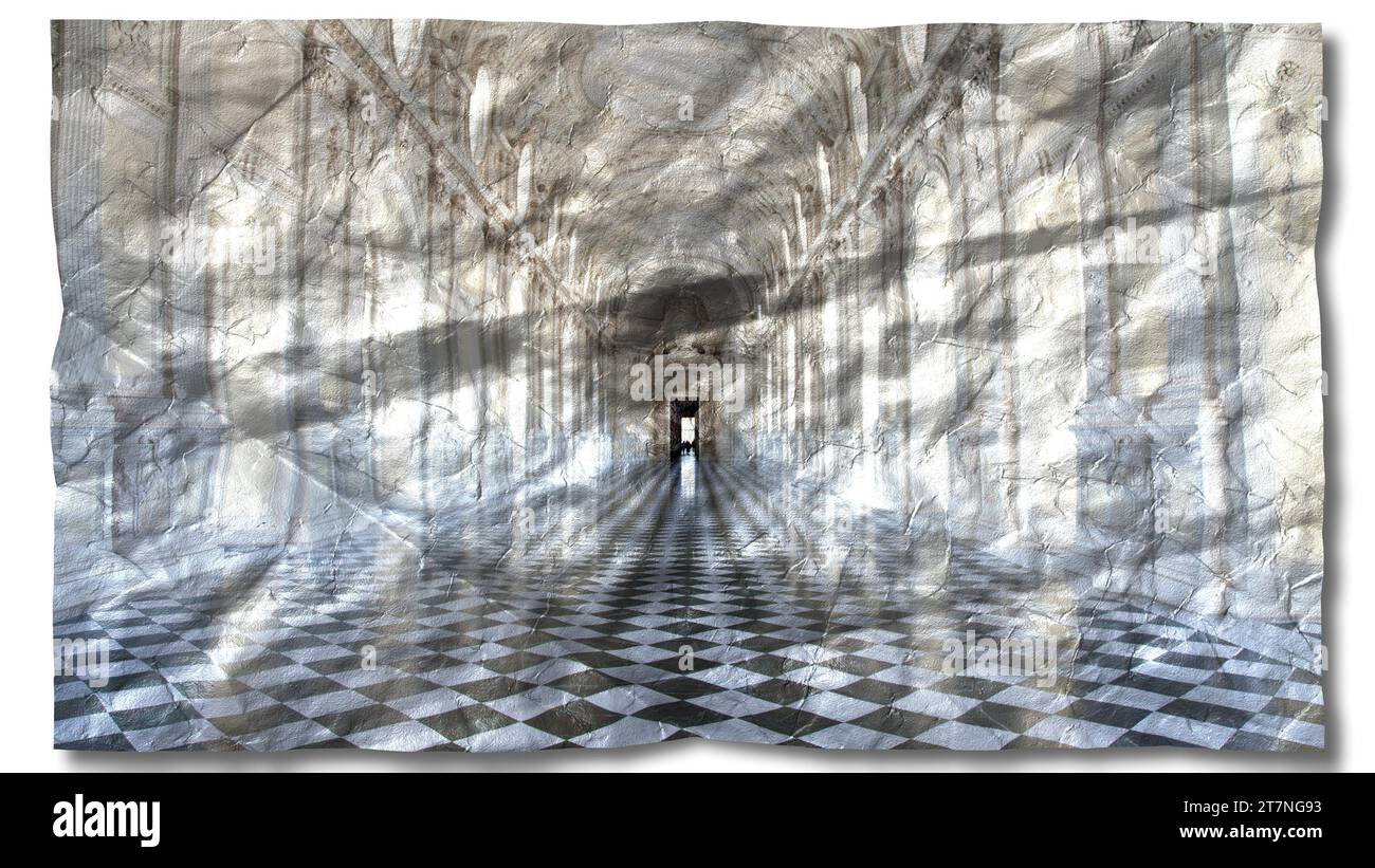 Foto creativa della galleria Reggia di Venaria reale - Italia. Marmi di lusso nel Palazzo reale barocco Foto Stock